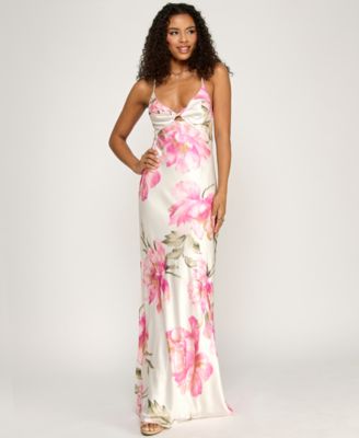 Emerald Sundae - Women's Printed V-Neck Gown