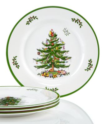 Christmas Tree Melamine Dinner Plates, Set of 4 image