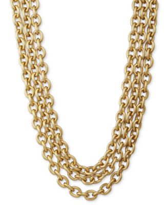 Donna Karan - Gold-Tone Multi-Row Link Collar Necklace