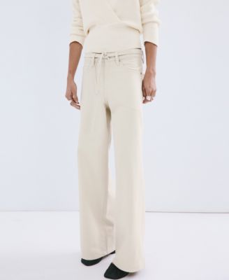 MANGO - Women's Drawstring Wide-Leg Jeans