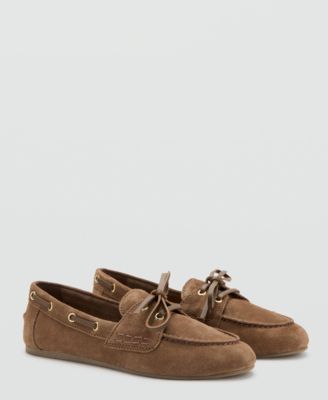 MANGO - Women's Bow Suede Moccasins