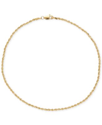 Italian Gold - Solid Fine Rope Ankle Bracelet in 14k Gold