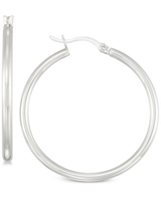 Simone I. Smith - Polished Hoop Earrings in Sterling Silver