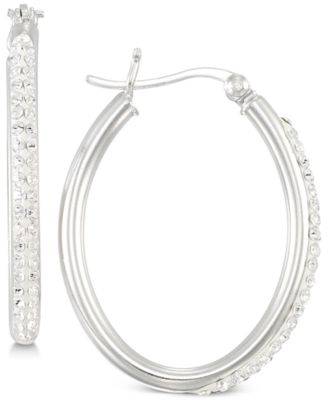 Simone I. Smith - Crystal Hoop Earrings in Sterling Silver
