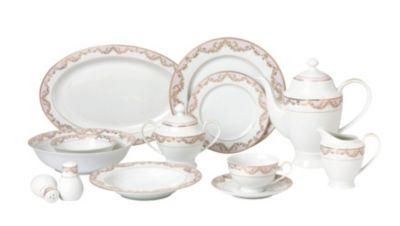 Lorren Home Trends - 57 Piece Dinnerware Set-New Bone China Service for 8 People-Beauty
