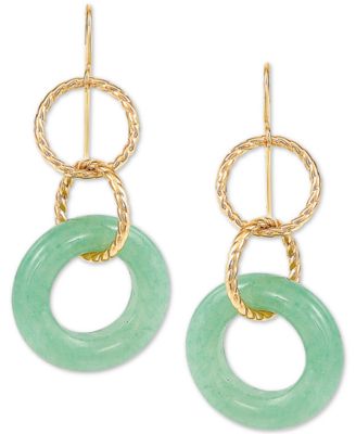 Macy's - Jade Multi-Ring Drop Earrings in 10k Gold