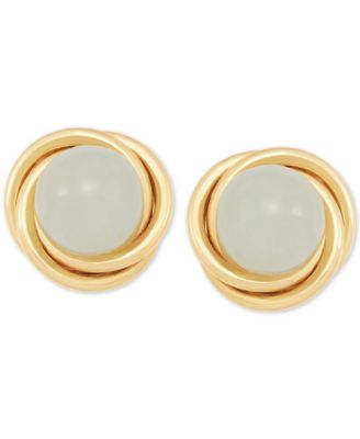 Macy's - Jade (6mm) Button Knot Stud Earrings in 10k Gold