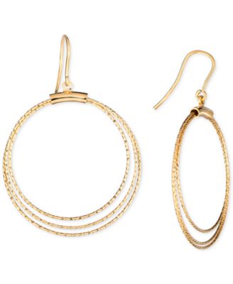Italian Gold - Textured Multi-Circle Drop Earrings in 14k Gold-Plated Sterling Silver
