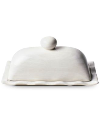by Laura Johnson Signature White Ruffle Domed Butter Dish image