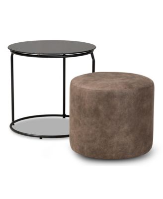 Baxton Studio - Kira Ottoman & End Table Set