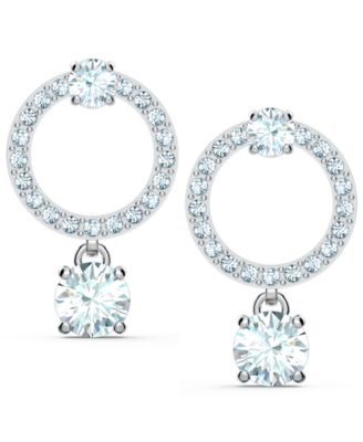 Swarovski - Silver-Tone Crystal Circle & Charm Drop Earrings