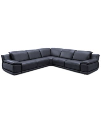 Furniture - Daisley 5-Pc. Leather "L" Shaped Sectional Sofa with 3 Power Recliners