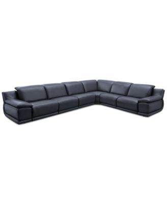 Furniture - Daisley 6-Pc. Leather "L" Shaped Sectional Sofa with 3 Power Recliners