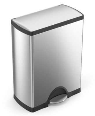 simplehuman - Brushed Stainless Steel Rectangular Step Trash Can, 50 Liter Fingerprint Proof