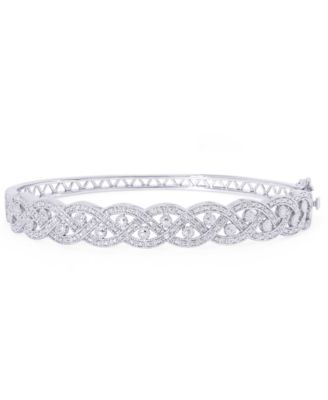 Macy's - Diamond Accent Braided Twist Bangle in Fine Silver Plate