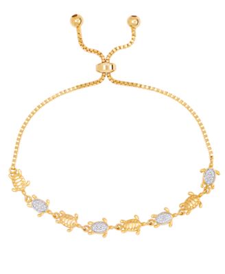 Macy's - Diamond Accent Turtle Adjustable Bolo Bracelet in Fine Gold Plate