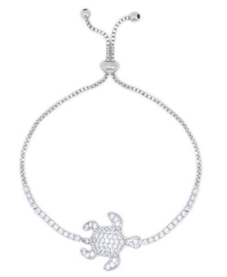Macy's - Cubic Zirconia Adjustable Turtle Bracelet in Silver Plate