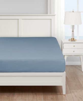 Nautica - Cotton Rich Blend Solid Twin XL Fitted Sheet Blue