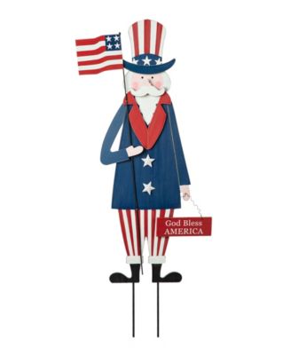 Wooden Patriotic Uncle Sam Yard Stake or Wall Decor or Porch Decor Kd, Three Function, 36" image