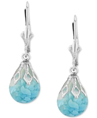 Macy's - Turquoise Flake Bulb Drop Earrings in Sterling Silver