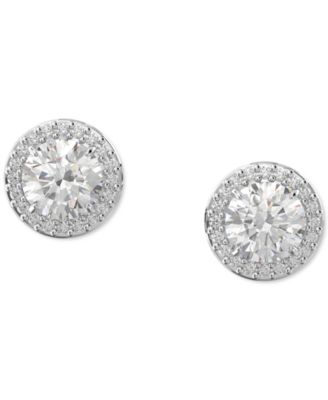 Swarovski - Silver-Tone Constella Pav&eacute; Button Earrings