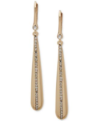 DKNY - Gold-Tone Crystal Pav&eacute; Stripe Linear Earrings