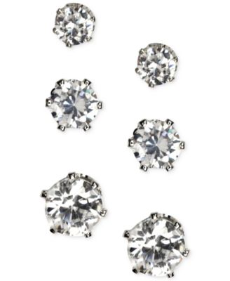 Anne Klein - Silver-Tone Glass Stone Stud Earring Set