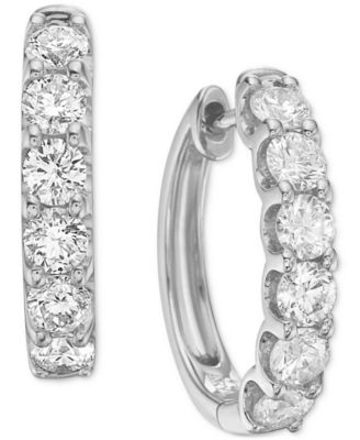 Macy's - Diamond Small Hoop Earrings (1 ct. t.w.)