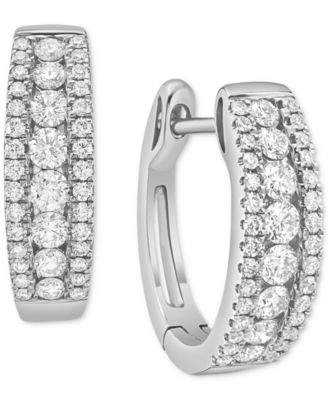 Macy's - Diamond Small Hoop Earrings (3/4 ct. t.w.) in 14k Gold