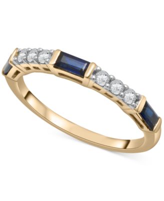 Lab-Grown Blue Sapphire (3/8 ct. t.w.) & Lab-Grown White Sapphire (1/5 ct. t.w.) Stack Ring in 14k Gold-Plated Sterling Silver image