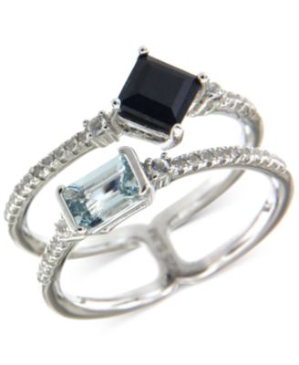 Macy's - Multi-Gemstone Double Row Openwork Statement Ring (1-1/4 ct. t.w.) in Sterling Silver