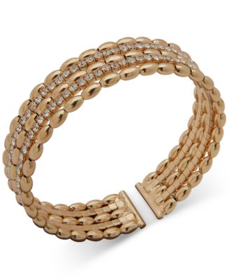 Gold-Tone Crystal Cuff Slip On Boxed Bracelet image