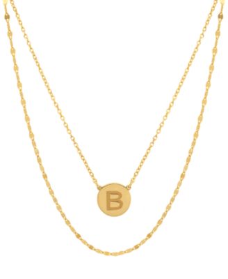 Initial Disc Layered Pendant Necklace in 18k Gold-Plated Sterling Silver, Created for Macy's image