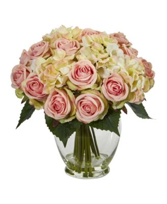Nearly Natural - Rose and Hydrangea Bouquet Artificial Arrangement
