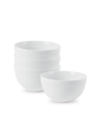 Everyday Whiteware Beaded Soup Cereal Bowl 4 Piece Set image