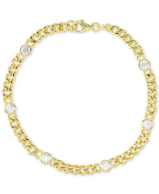 Macy's - Cubic Zirconia Bezel Open Cable Link Chain Bracelet