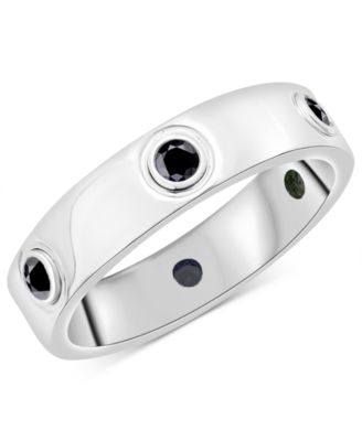 Macy's - Onyx Bezel-Set Highly Polished Band in Sterling Silver