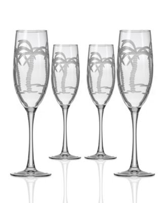 Palm Tree Champagne Flute 8oz - Set of 4 Glasses image