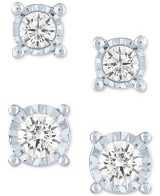 Forever Grown Diamonds - 2-Pc. Set Lab Grown Diamond Stud Earrings (1/3 ct. t.w.) in Sterling Silver