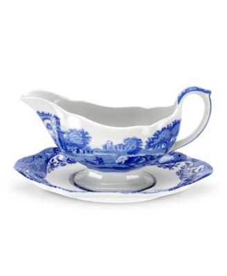 Spode - "Blue Italian" Gravy Boat with Stand