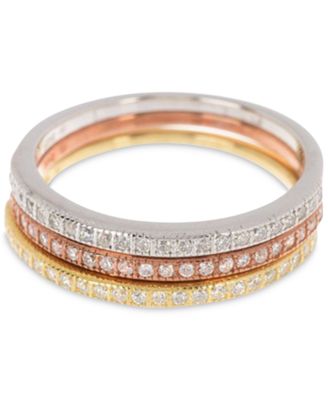 ADORNIA - Tri-Tone 3-Pc. Set Half Eternity Band Rings