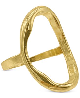 ADORNIA - Gold-Tone Open Hammered Oval Ring