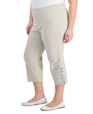 JM Collection - Plus Size Side Lace-Up Capri Pants
