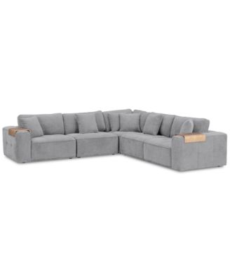 CLOSEOUT! Nycolle 5-Pc. Modular Fabric L-Shape Sectional, Created for Macy's image