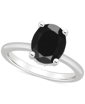 Macy's - Onyx Pear Solitaire Polished Statement Ring in Sterling Silver