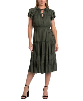 Sam Edelman - Women's Ruffle Flutter-Sleeve Midi Dress