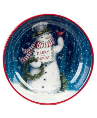 Snowman Greetings Serving Bowl image