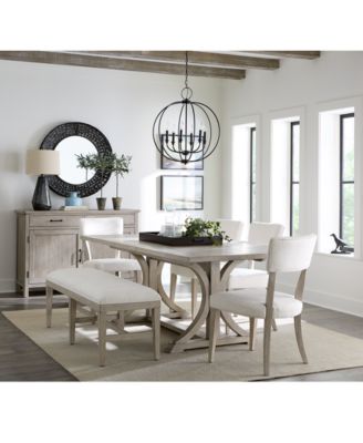 Furniture - Sadie 6-Pc. Rectangular Dining Set (Table, 4 Upholstered Side Chairs & Bench)