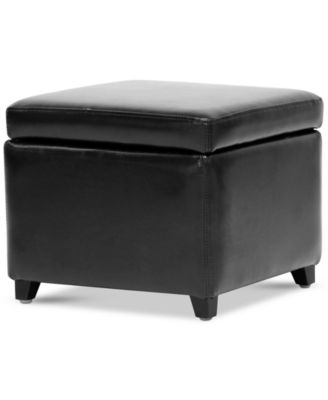 Baxton Studio - Brant Small Leather Storage Cube Ottoman