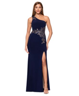 XSCAPE - Women's Appliqu&eacute; One-Shoulder Gown